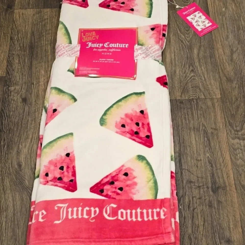 Juicy Couture Logo Watermelon Plush‎ Throw Blanket